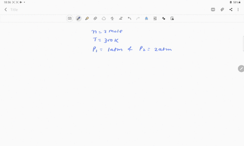 two-moles-of-an-ideal-gas-are-compressed-at-300-mathrmk-from-a-pressure-of-1-atm-to-a-pressure-of-2-
