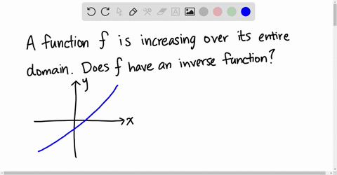 SOLVED:A function f is increasing over its entire domain. Does f have ...