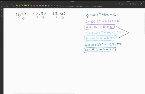 use-a-system-of-equations-to-find-the-parabola-of-the-form-ya-x2b-xc-that-goes-through-the-three-g-2