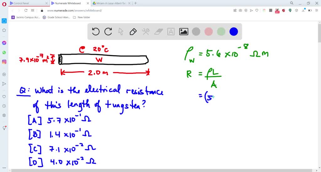 SOLVEDWhat is the resistance at 20 . ^∘ C of a 2.0meter length of