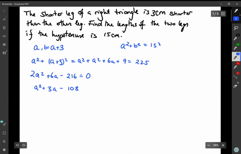 the-shorter-leg-of-a-right-triangle-is-3-centimeters-less-than-the-other-leg-find-the-length-of-the-