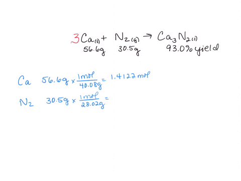 when-566-mathrmg-of-calcium-and-305-mathrmg-of-nitrogen-gas-undergo-a-reaction-that-has-a-930-yiel-2