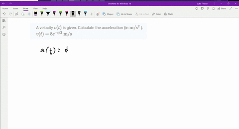 a-velocity-vt-is-given-calculate-the-acceleration-in-mathrmm-mathrms2-vt8-e-t-2-mathrmm-mathrms