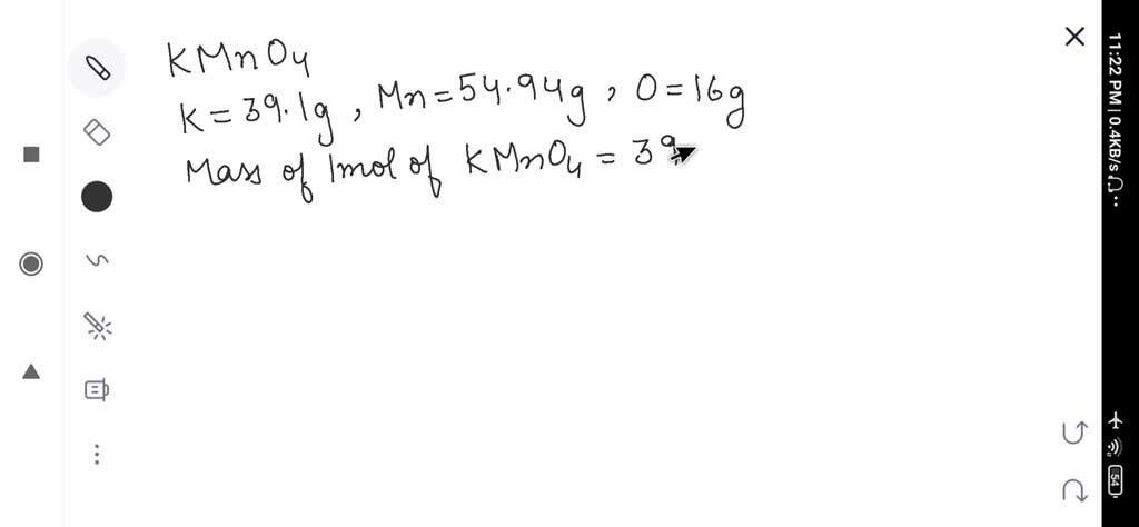 Solved Write The Chemical Formula For Potassium Permanganate And Then Calculate The Mass In