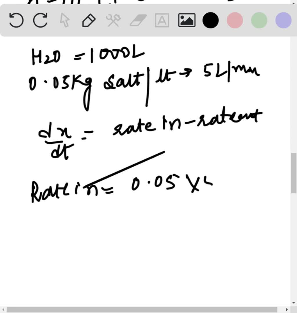 SOLVED:A tank contains 1000 L of pure water. Brine that contains 0.05 ...
