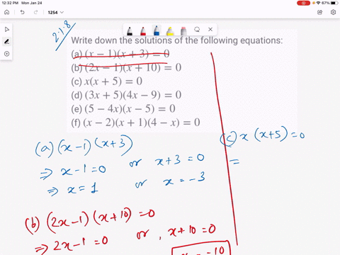 write-down-the-solutions-of-the-following-equations-a-x-1x30-b-2-x-1x100-c-xx50-d-3-x54-x-90-e-5-4-x