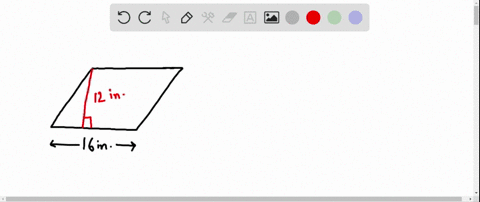 the-length-of-the-base-of-a-parallelogram-is-16-in-and-the-height-is-12-in-find-the-area-of-the-para