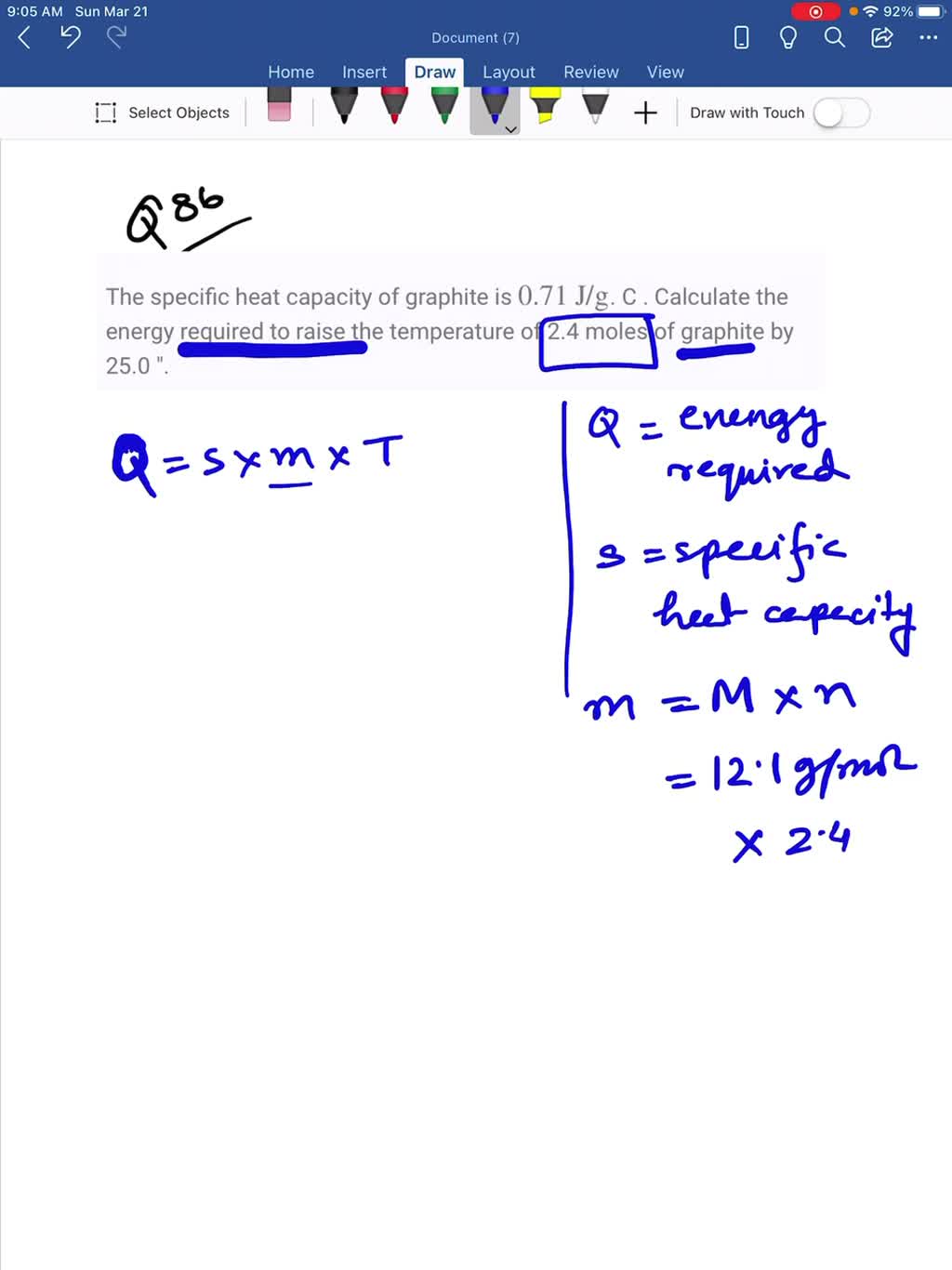 solved-the-specific-heat-capacity-of-graphite-is-0-71-j-g-c