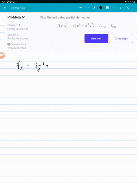 find-the-indicated-partial-derivative-fx-y3-x-y4x3-y2-quad-f_x-x-y-quad-f_y-y-y