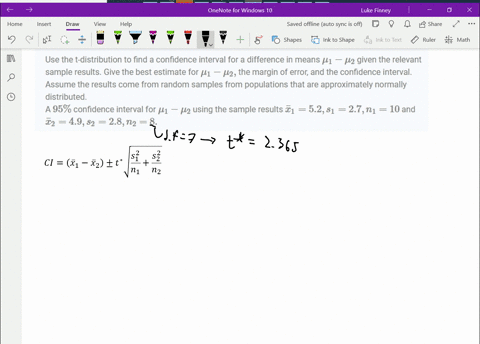 use-the-t-distribution-to-find-a-confidence-interval-for-a-difference-in-means-mu_1-mu_2-given-the-3