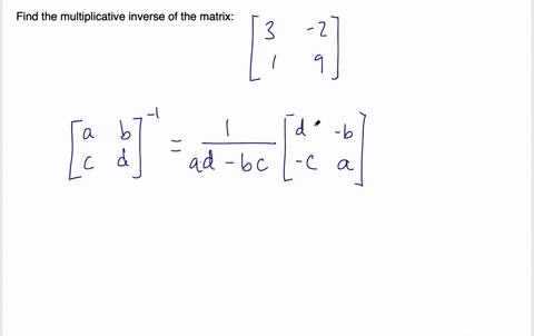 find-the-multiplicative-inverse-of-each-matrix-if-it-exists-leftbeginarraycc3-2-1-9endarrayright