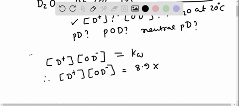 deuterium-oxide-mathrmd_2-mathrmo-ionizes-like-water-at-20circ-mathrmc-its-k_mathrmw-or-ion-product-