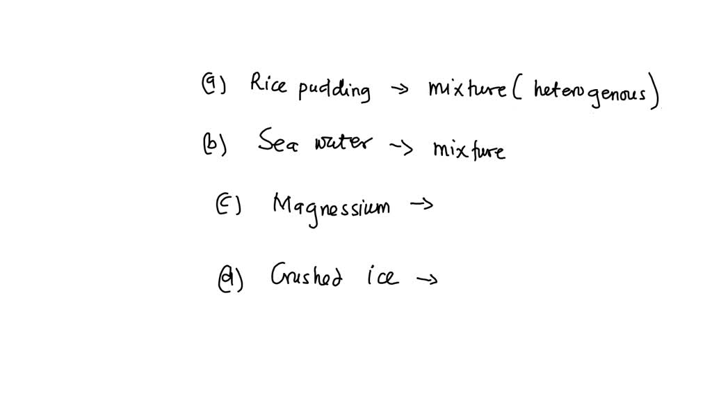 SOLVED:Classify Each Of The Following As A Pure Substance Or A Mixture ...