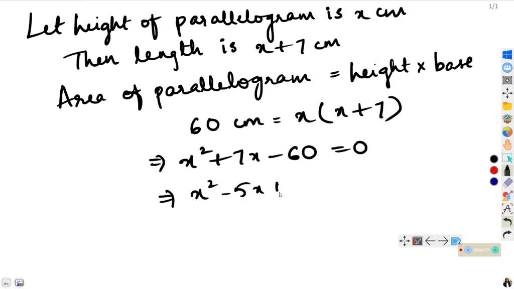 solved-the-base-of-a-parallelogram-is-7-ft-more-than-the-height-if