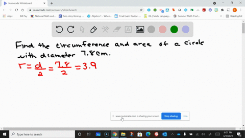 find-to-the-nearest-tenth-the-circumference-and-the-area-of-a-circle-whose-diameter-is-78-mathrmcm