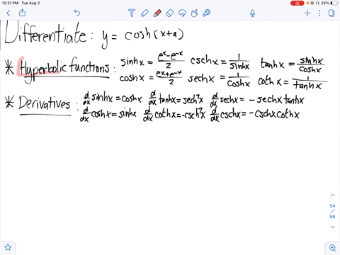 differentiateycosh-xa