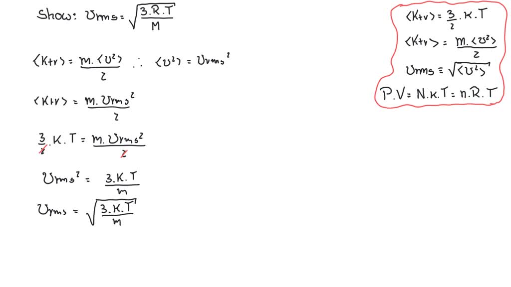 solved-show-that-the-rms-speed-of-a-molecule-in-an-ideal-gas-at