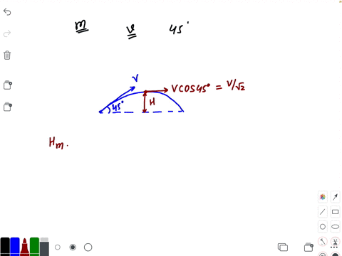 a-particle-of-mass-m-is-projected-upwards-from-level-ground-with-an-initial-velocity-v-making-an-ang
