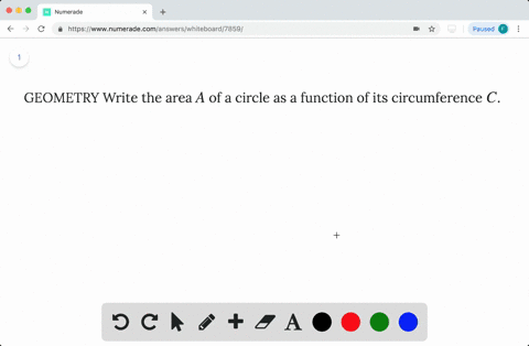 SOLVED:Geometry Write the area A of a circle as a function of its ... image.
