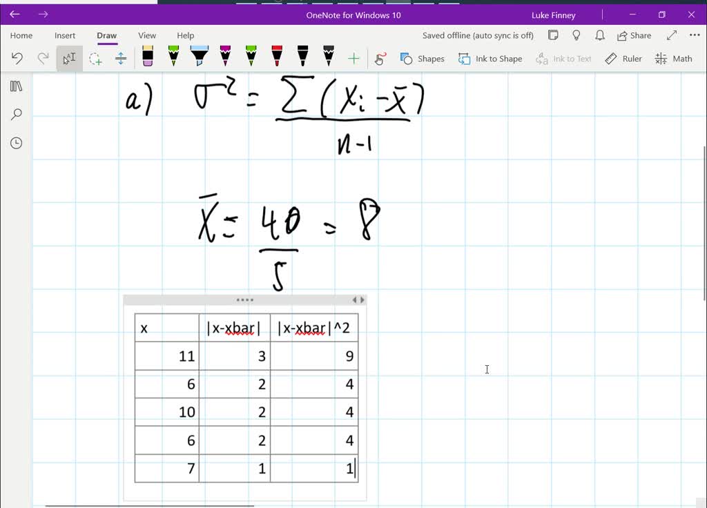 SOLVED:a. Compute The Sample Variance. B. Determine The Sample Standard ...