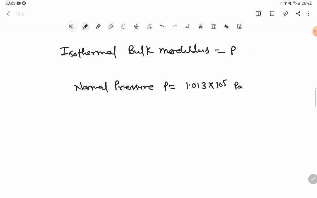 SOLVEDThe isothermal bulk modulus of a perfect gas at a normal