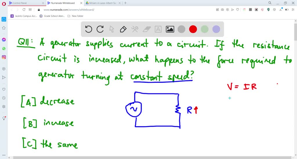 SOLVED:The Current In A Circuit Is Supplied By A Generator. If The ...