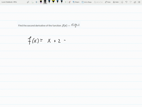 find-the-second-derivative-of-the-function-fxfracx22-x-1x-2