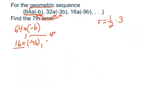 find-the-7text-th-term-of-the-geometric-sequence-64-a-b-32-a-3-b-16-a-9-b-ldots