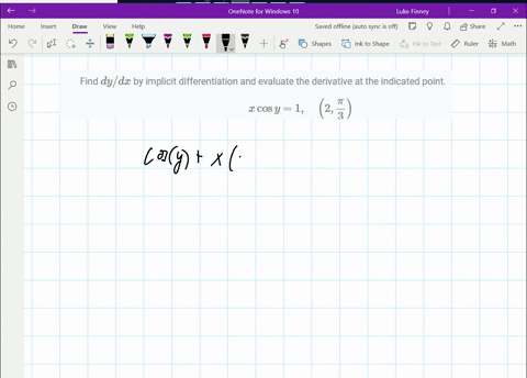 find-d-y-d-x-by-implicit-differentiation-and-evaluate-the-derivative-at-the-indicated-point-x-cos-y1