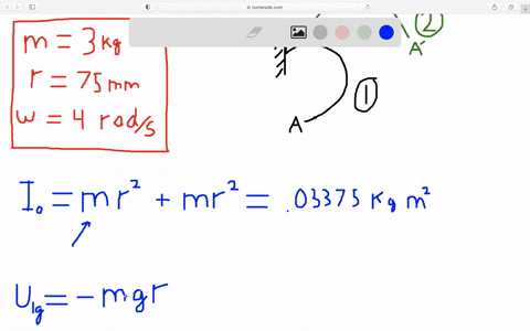 the-uniform-semicircular-bar-of-radius-r75-mathrmmm-and-mass-m3-kg-rotates-freely-about-a-horizontal