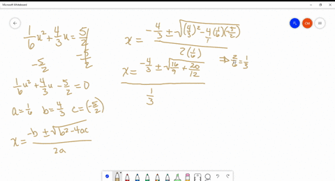 solve-using-the-quadratic-formula-frac16-u2frac43-ufrac52
