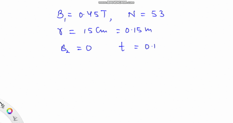 a-045-mathrmt-magnetic-field-is-perpendicular-to-a-circular-coil-of-wire-with-53-loops-and-a-radius-