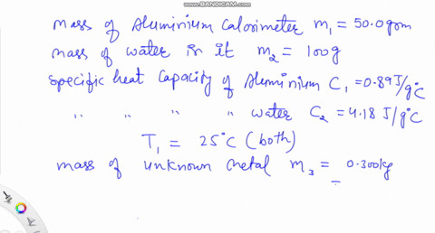 a-500-g-calorimeter-cup-made-from-aluminum-contains-0100-mathrmkg-of-water-both-the-aluminum-and-the