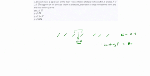 a-block-of-mass-2-mathrmkg-is-kept-on-the-floor-the-coefficient-of-static-friction-is-04-if-a-force-