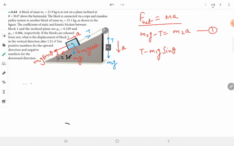 a-block-of-mass-m_1219-mathrmkg-is-at-rest-on-a-plane-inclined-at-theta300circ-above-the-horizontal-