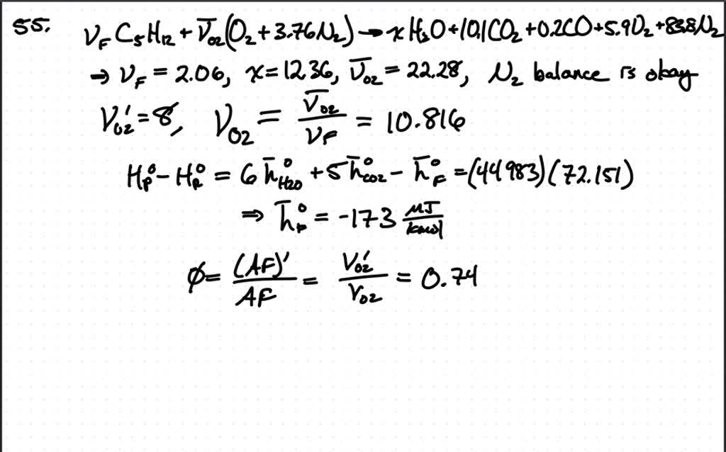 SOLVED:Liquid pentane is burned with dry air, and the products are ...