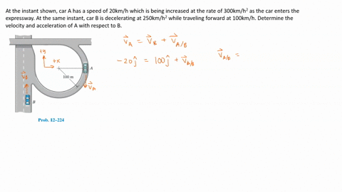 at-the-instant-shown-car-a-has-a-speed-of-20-mathrmkm-mathrmh-which-is-being-increased-at-the-rate-2
