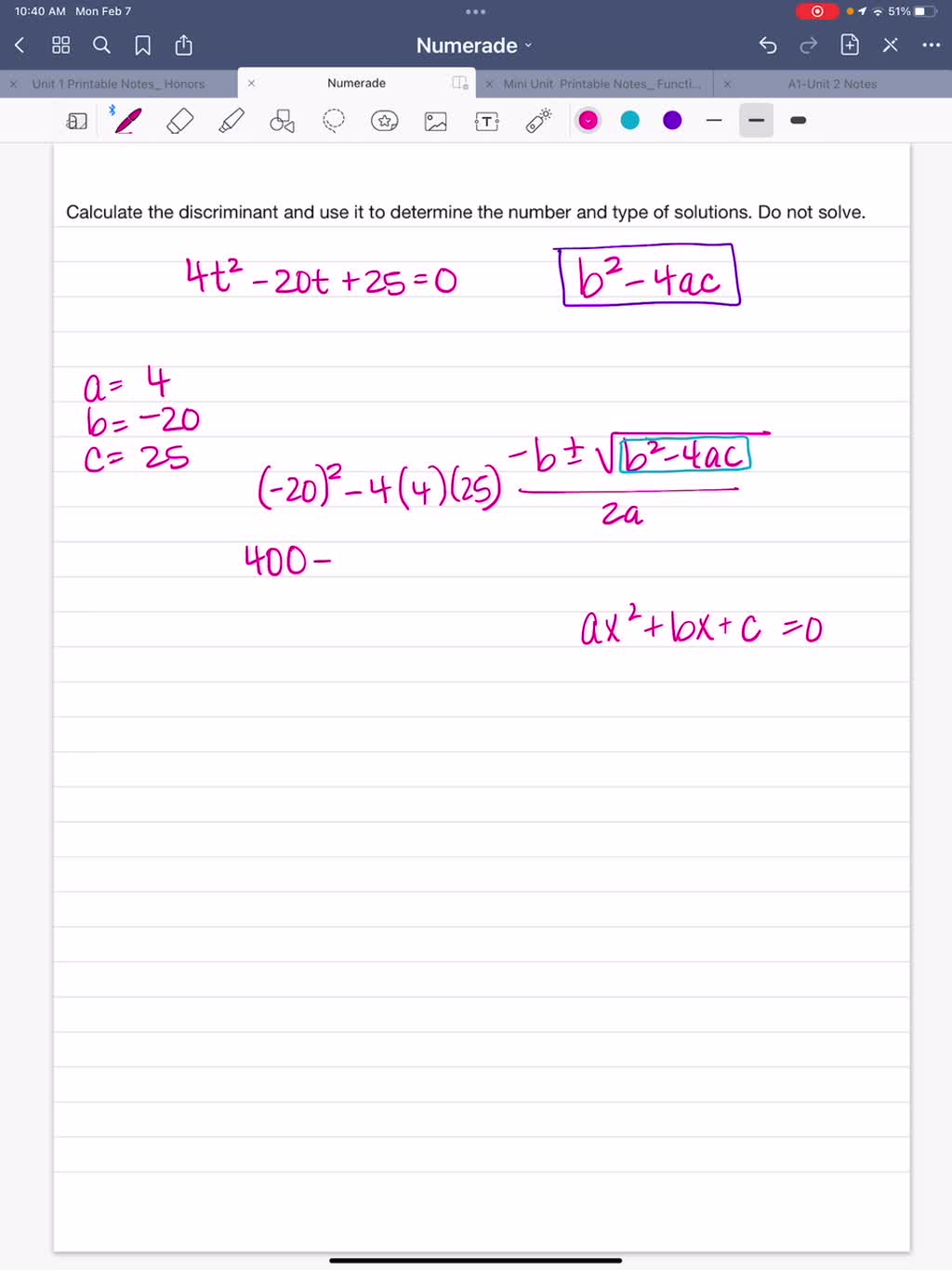 SOLVED:Calculate The Discriminant And Use It To Determine The Number ...