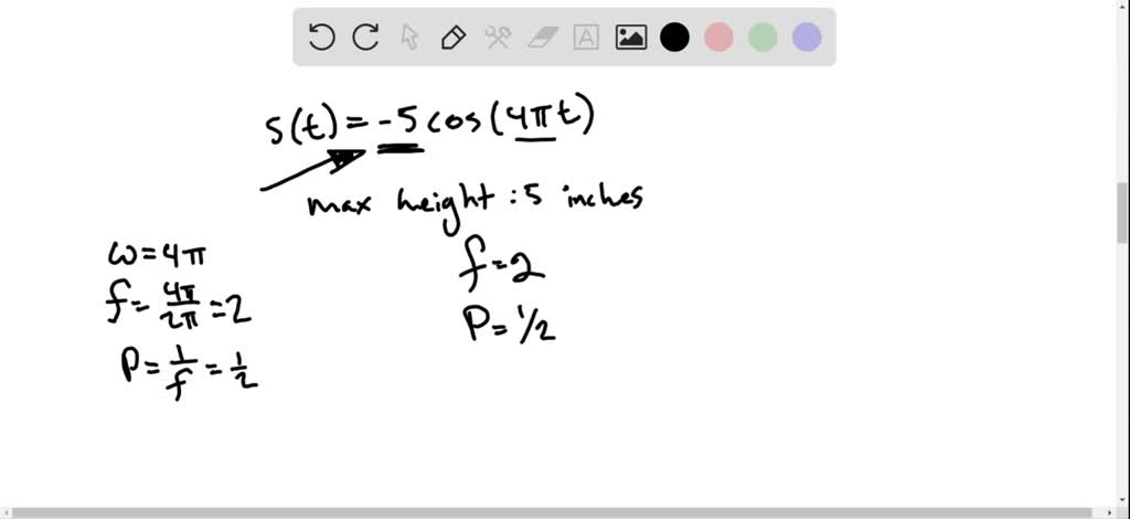 SOLVED:The position of a weight attached to a spring is s(t)=-5 cos4 πt ...