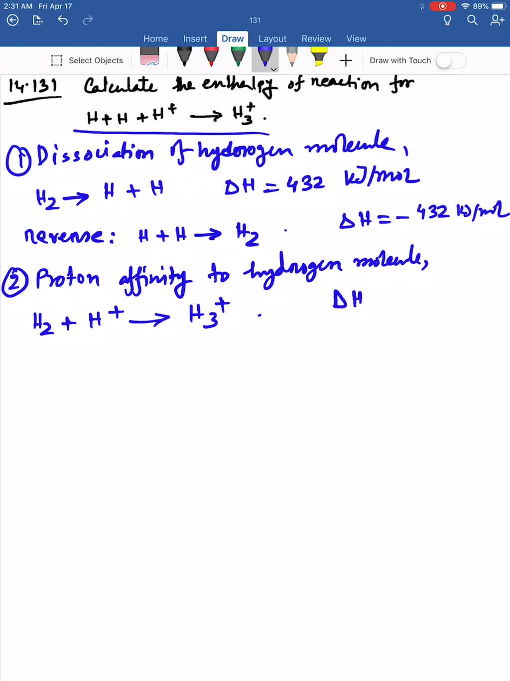 SOLVEDThe triatomic molecular ion H3^+ was first detected and