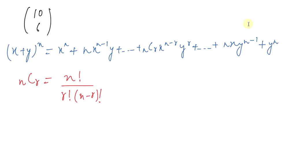 SOLVED: Finding a Binomial Coefficient In Exercises 5-12, find the ...