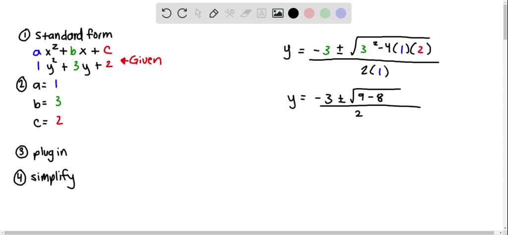 SOLVED:Solve by using the quadratic formula. y^2+3 y+2=0