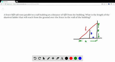 a-fence-8-ft-tall-runs-parallel-to-a-tall-building-at-a-distance-of-4-ft-from-the-building-what-is-t