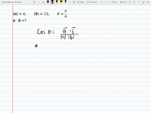 find-mathbfa-cdot-mathbfb-if-the-smaller-angle-between-a-and-mathbfb-is-as-given-mathbfa6mathbfb12-t