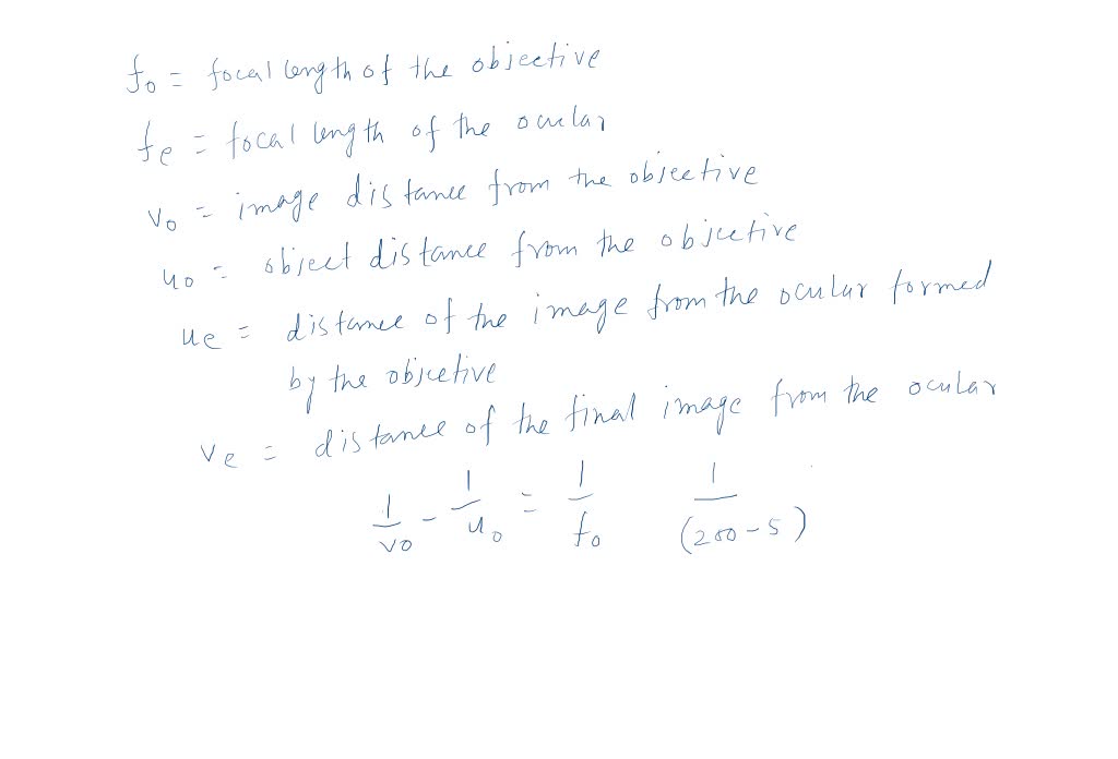SOLVEDThe focal length of the ocular of a certain microscope is 2.5 cm