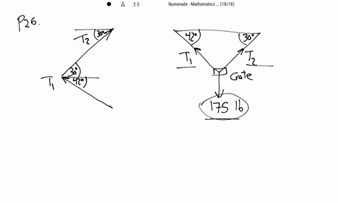 use-the-law-of-sines-to-solve-the-given-problems-two-ropes-hold-a-175-1-b-crate-as-shown-in-fig-961-