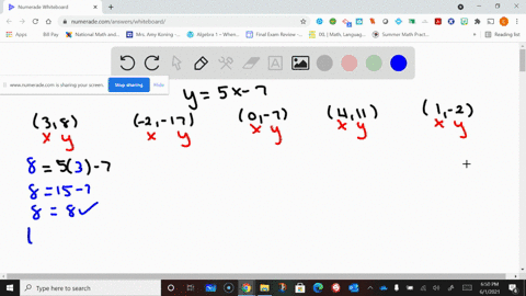 a-line-is-described-by-the-equation-y5-x-7-points-x-y-that-solve-the-equation-must-lie-on-the-line-w