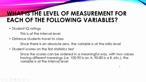 1-what-is-the-level-of-measurement-for-each-of-the-following-variables-a-student-iq-ratings-b-distan