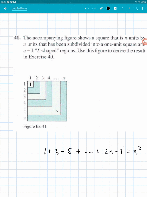 SOLVED:The accompanying figure shows a square that is n units by n ...