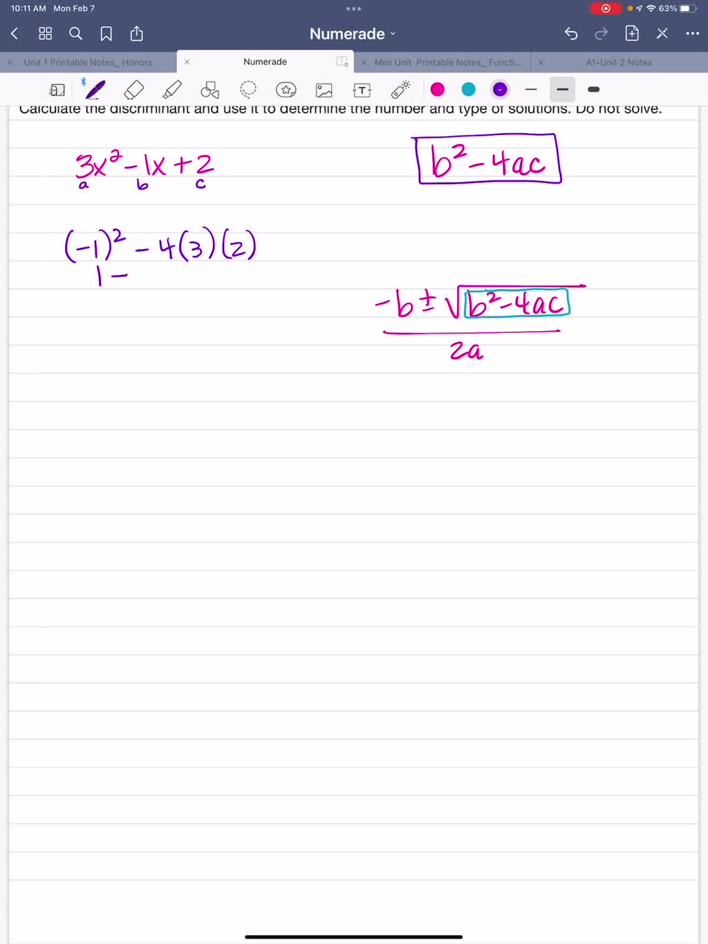 SOLVED:Calculate The Discriminant And Use It To Determine The Number ...